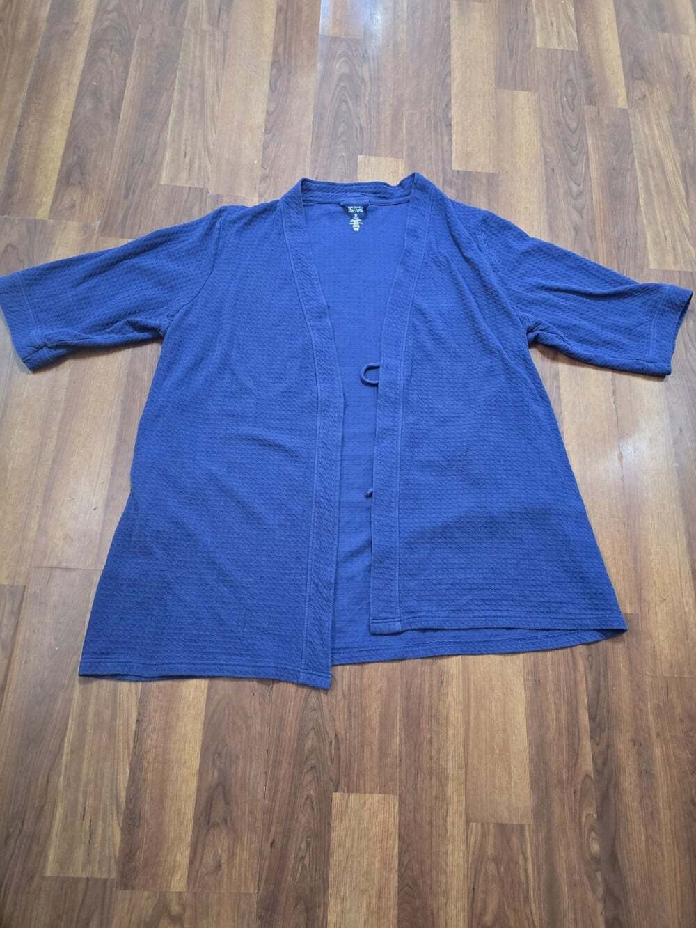Croft & Barrow Intimates Blue Spa/Bath Robe Cotton Blend Waffle Pattern No Belt